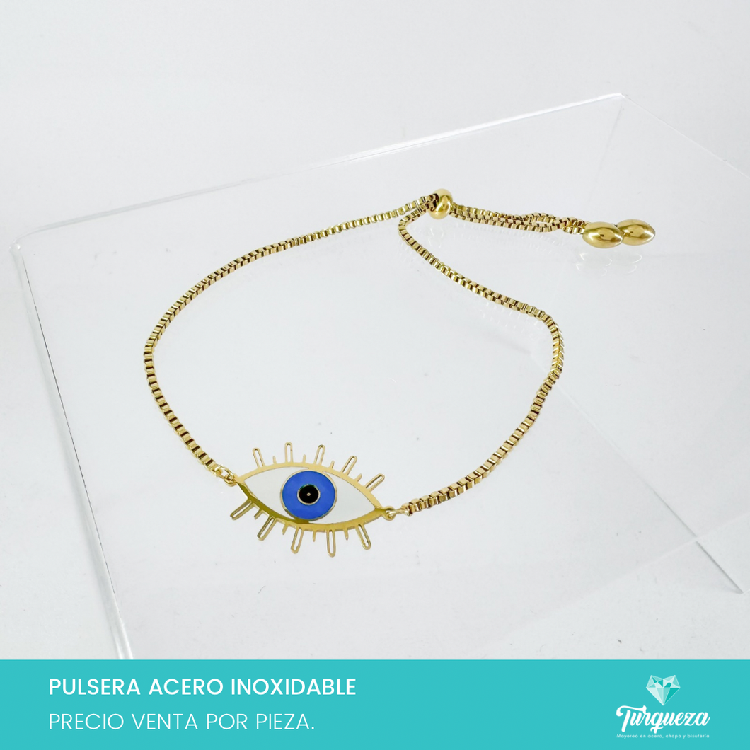 Pulsera Ojo Dorado Acero Inoxidable