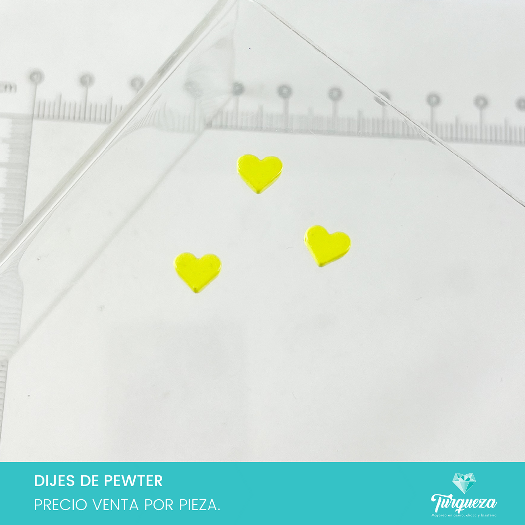 Dije Trasversal Corazon Amarillo Esmaltado (0.5x0.5cm) Pewter