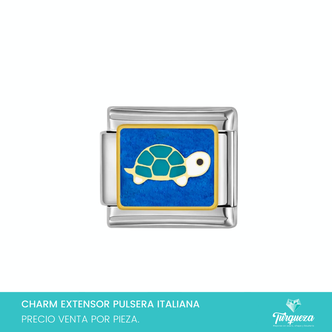 Dije Charm Tortuga para Pulsera Tipo Italiana Plateado Acero Inoxidable