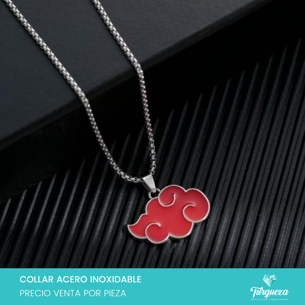 Collar Nube Roja Acero Inoxidable