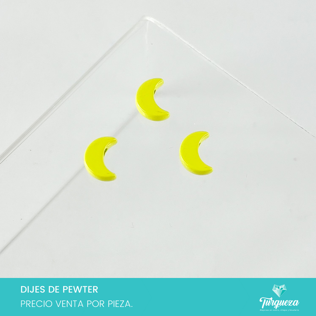 Dije Trasversal Luna Amarillo Esmaltado (1x0.8cm) Pewter