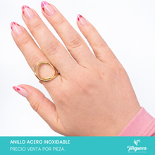 Cargar imagen en el visor de la galería, Anillo Onda Dorado Acero Inoxidable
