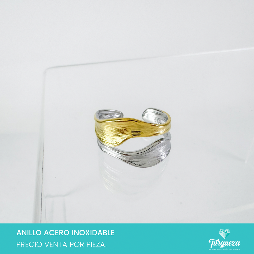 Anillo Doble Bicolor Dorado Acero Inoxidable