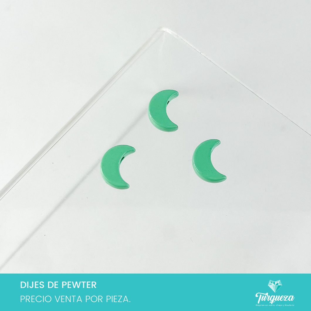 Dije Trasversal Luna Verde Esmaltado (1x0.8cm) Pewter