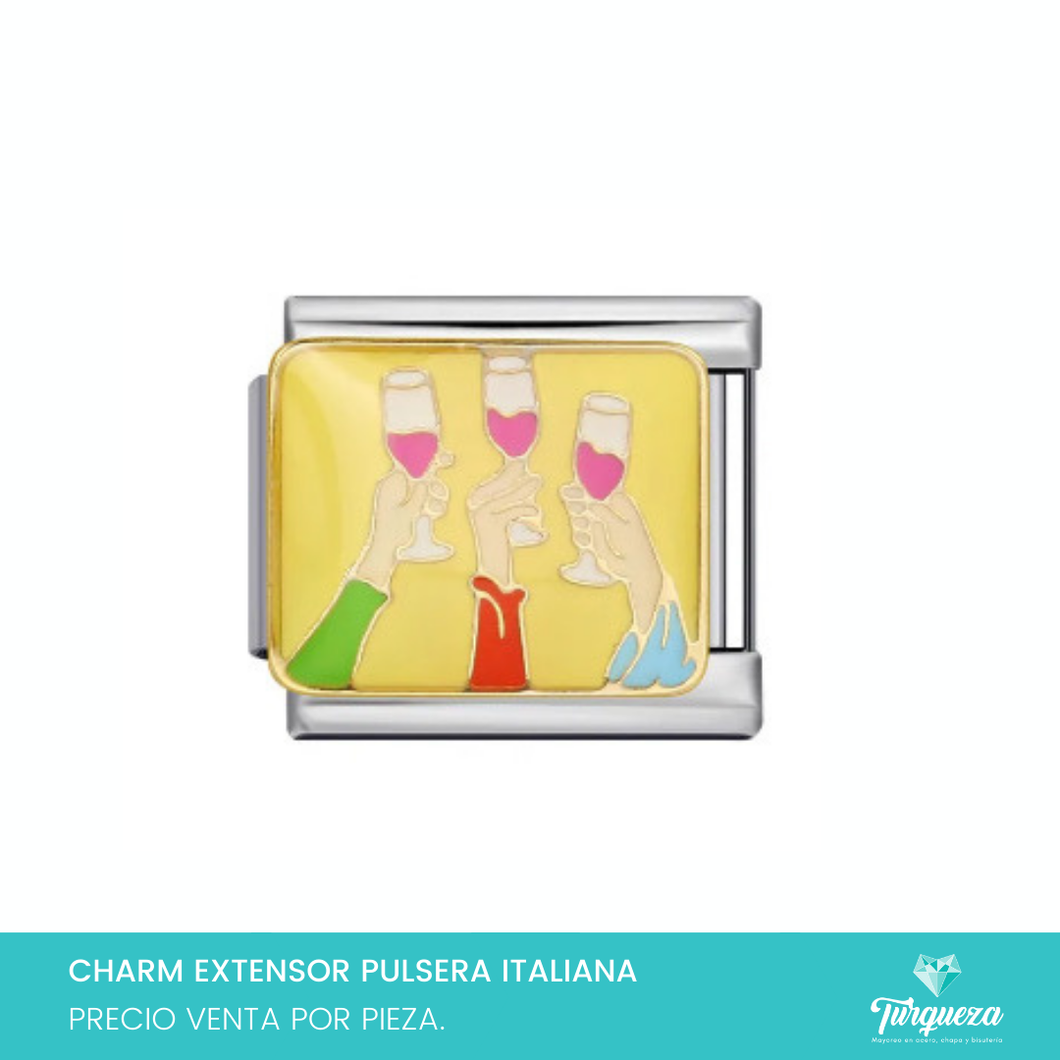 Dije Charm Copas para Pulsera Tipo Italiana Plateado Acero Inoxidable