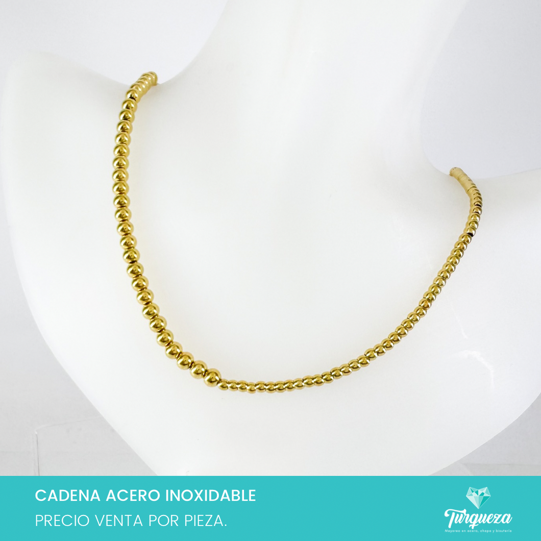 Cadena Bolitas Grande-Chica Dorado (55cm-5,3mm) Acero Inoxidable