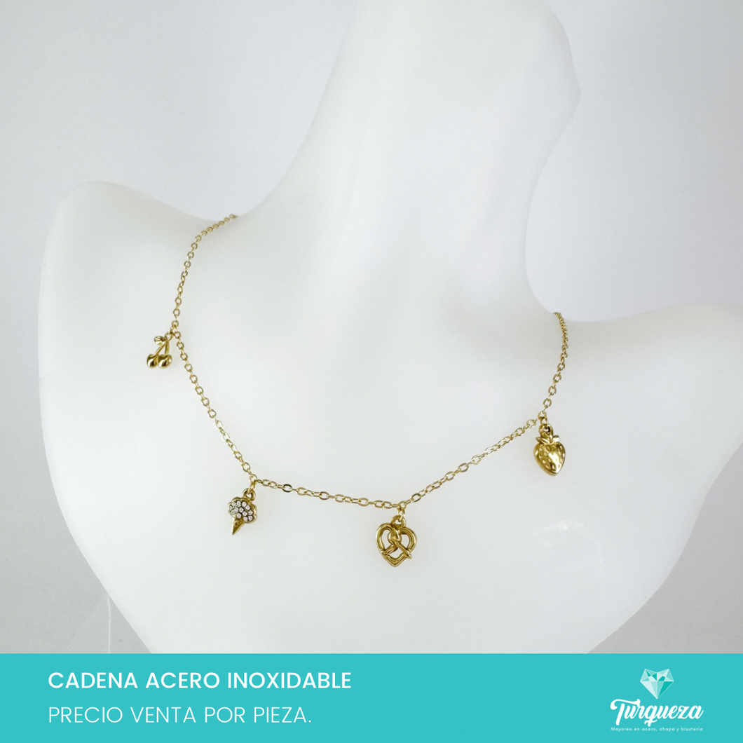 Collar Dijes Cereza Acero Inoxidable