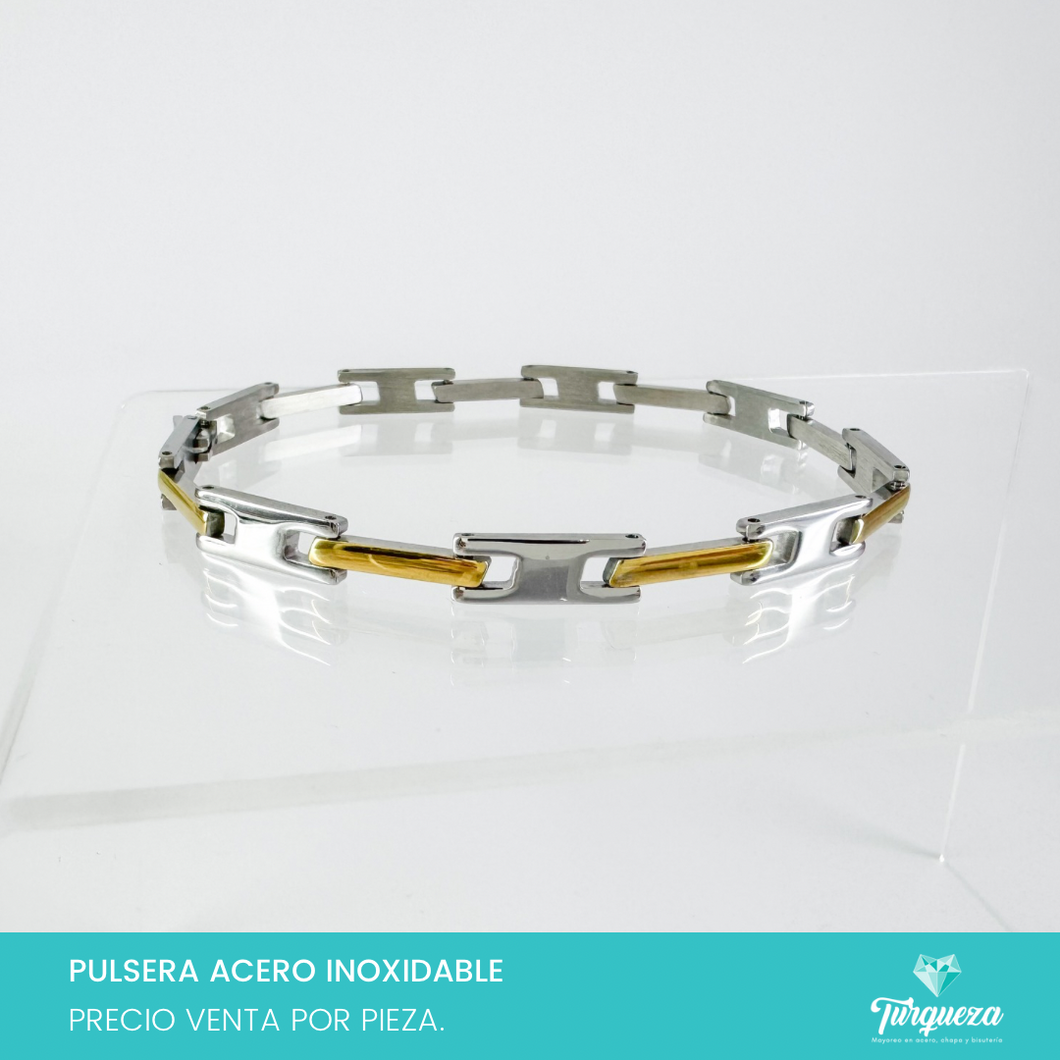 Pulsera Brazalete Element Bitono Acero Inoxidable