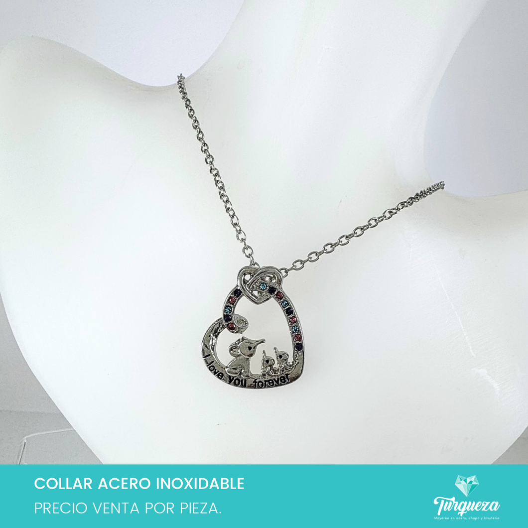 Collar Pajarito Plateado Acero Inoxidable