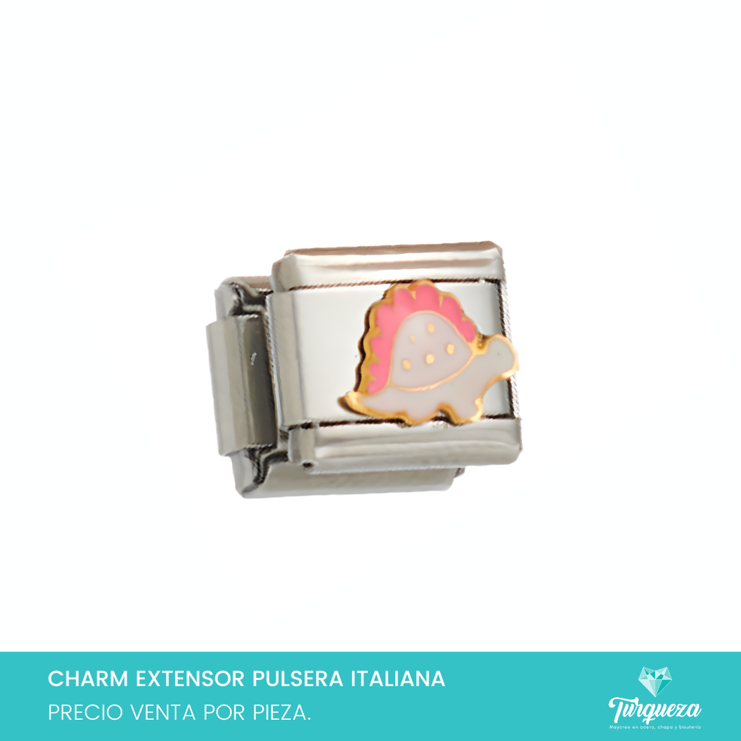 Dije Charm Dinosaurio para Pulsera Tipo Italiana Plateado Acero Inoxidable