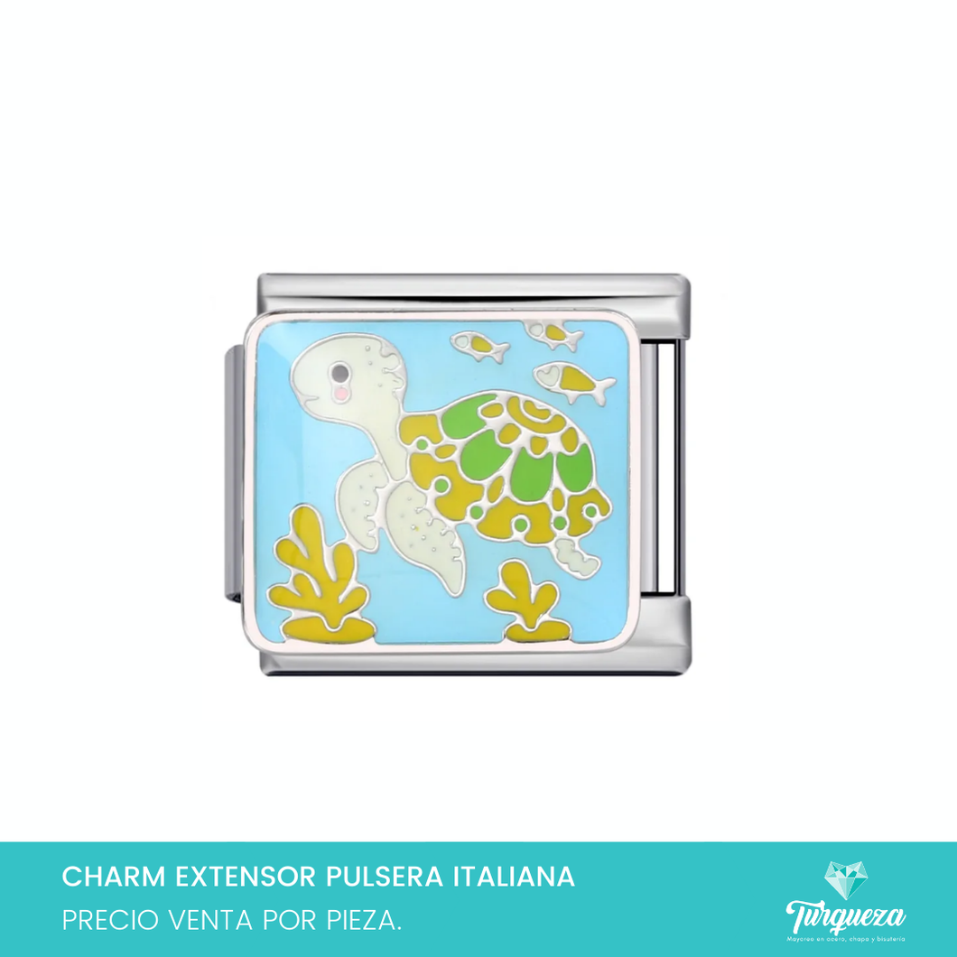 Dije Charm Tortuga para Pulsera Tipo Italiana Plateado Acero Inoxidable