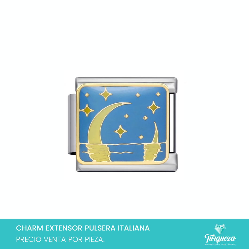 Dije Charm Luna para Pulsera Tipo Italiana Plateado Acero Inoxidable