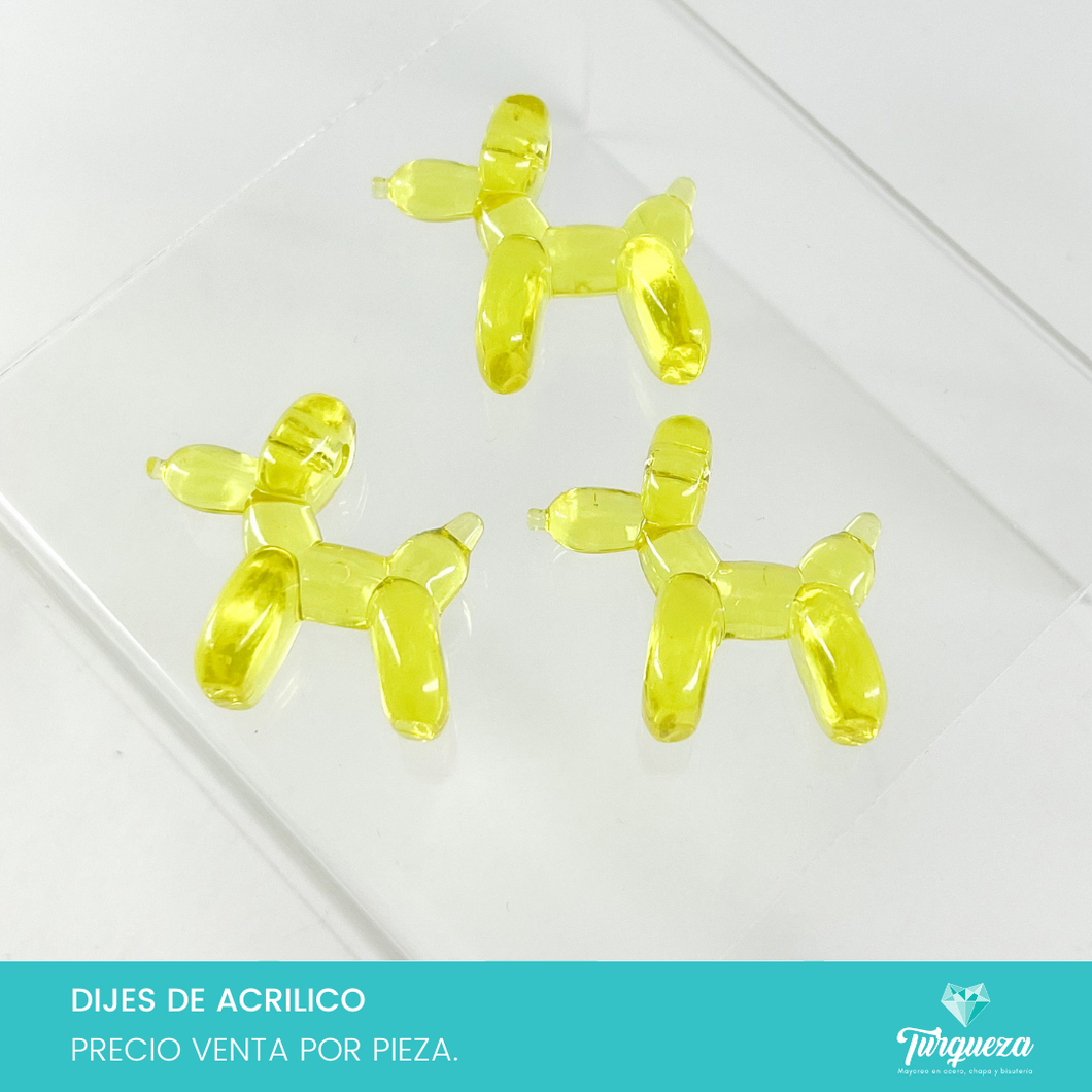 Dije Perro Globoflexia Amarillo (3.5x4cm) Acrilico