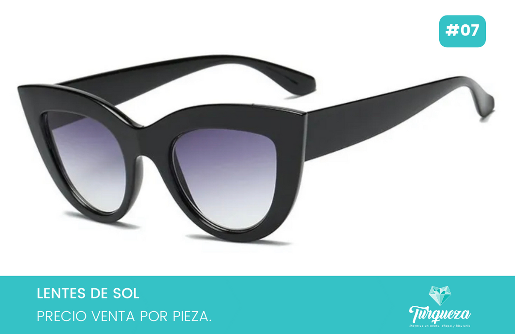 Lentes de Sol Cat Eye Redondos Negros #07