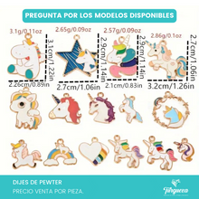 Load image into Gallery viewer, Dije Unicornio Varios Diseños Dorado Pewter
