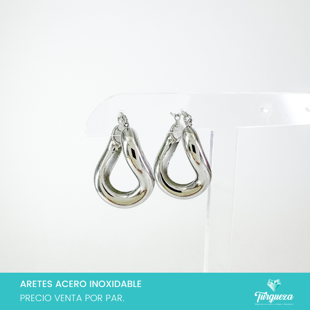 Arete Arracada Curly 3cm Plateado Acero Inoxidable