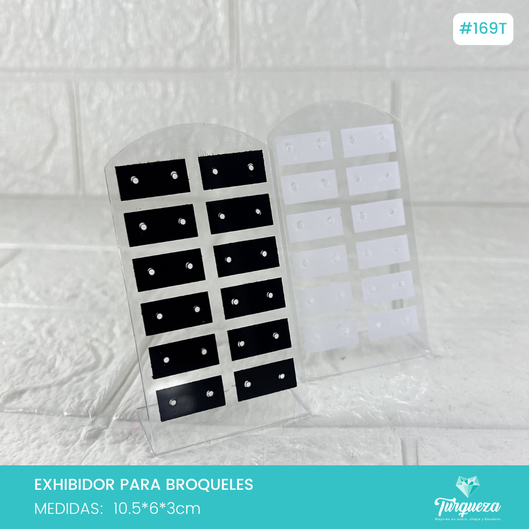 Exhibidor 12 Broqueles Transparente + Negro CH (6pzas)