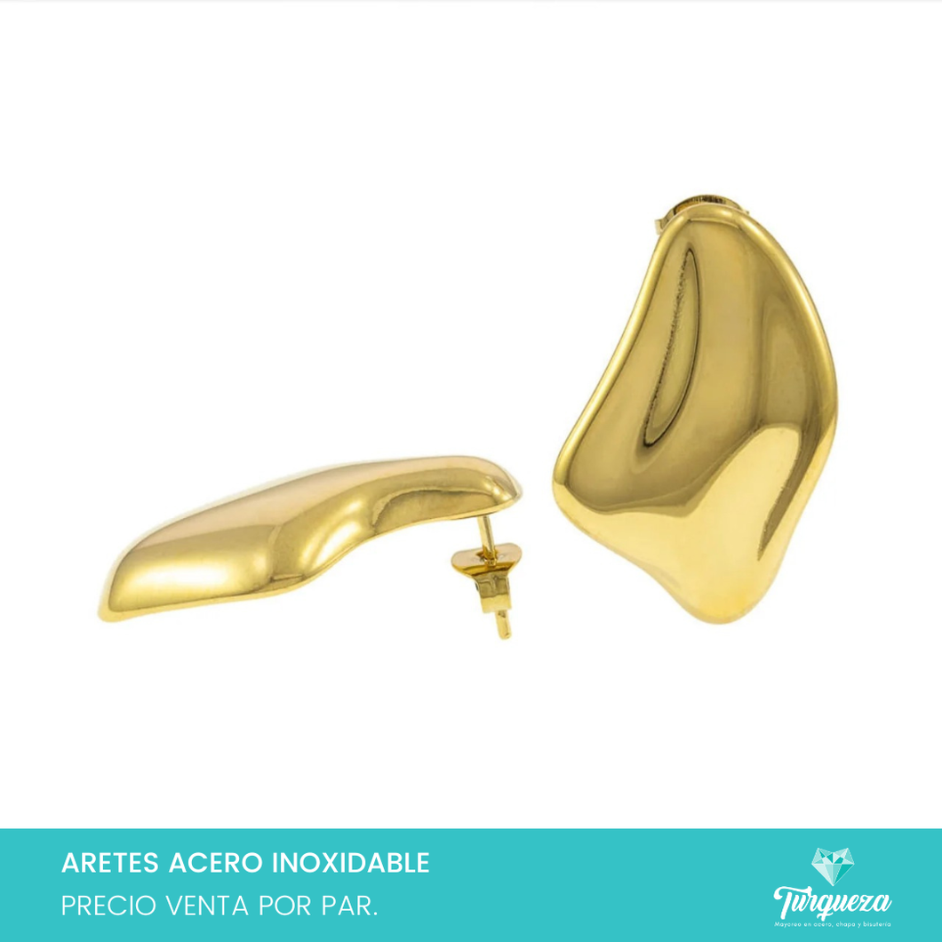 Arete Ondulado Dorado (2.8cm) Acero Inoxidable