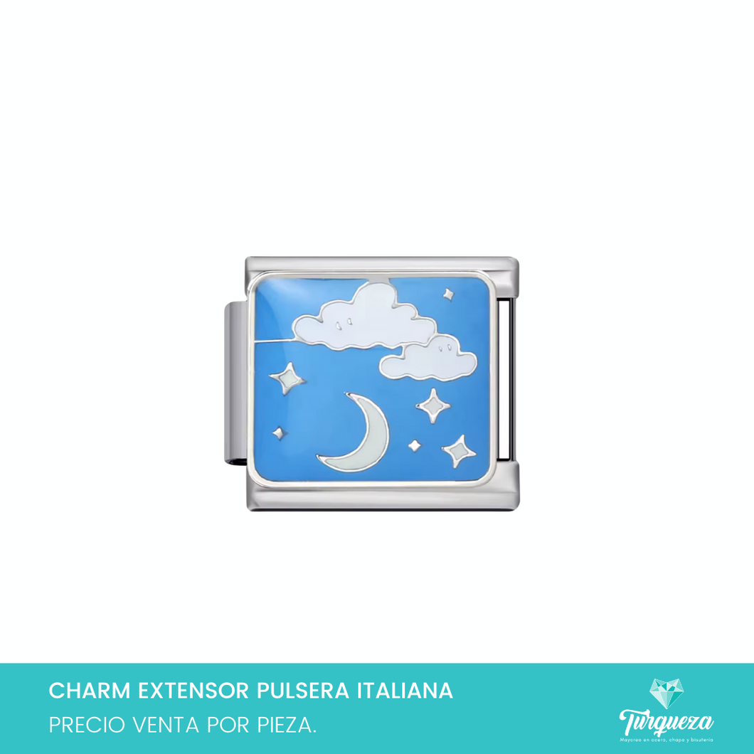 Dije Charm Luna Nubes para Pulsera Tipo Italiana Acero Inoxidable