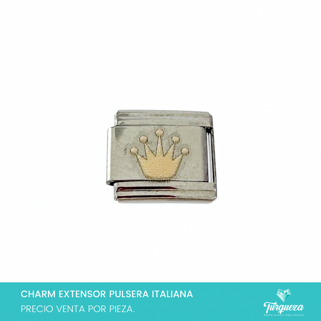 Dije Charm Corona para Pulsera Tipo Italiana Acero Inoxidable