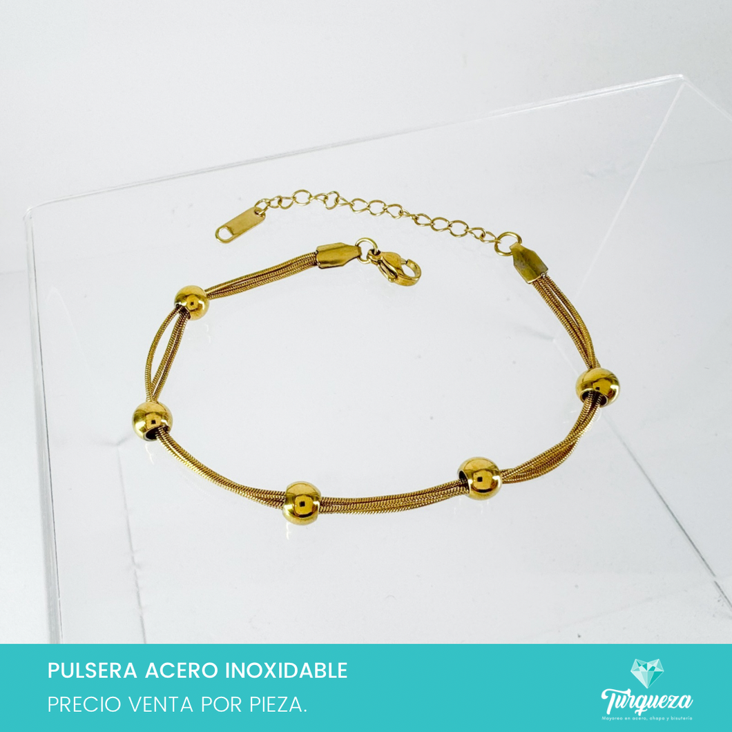 Pulsera Balin Dorada Acero Inoxidable