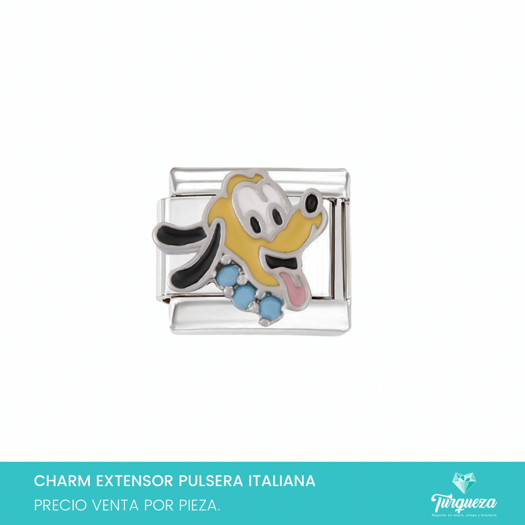 Dije Charm Perro Caricatura para Pulsera Tipo Italiana Acero Inoxidable