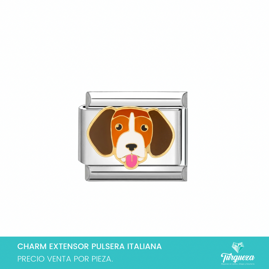 Dije Charm Perro para Pulsera Tipo Italiana Plateado Acero Inoxidable