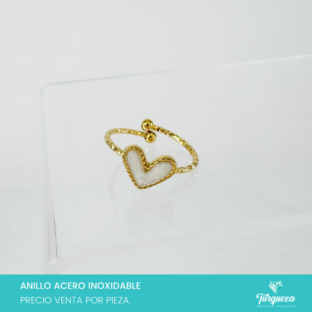 Anillo Corazon Dorado Acero Inoxidable