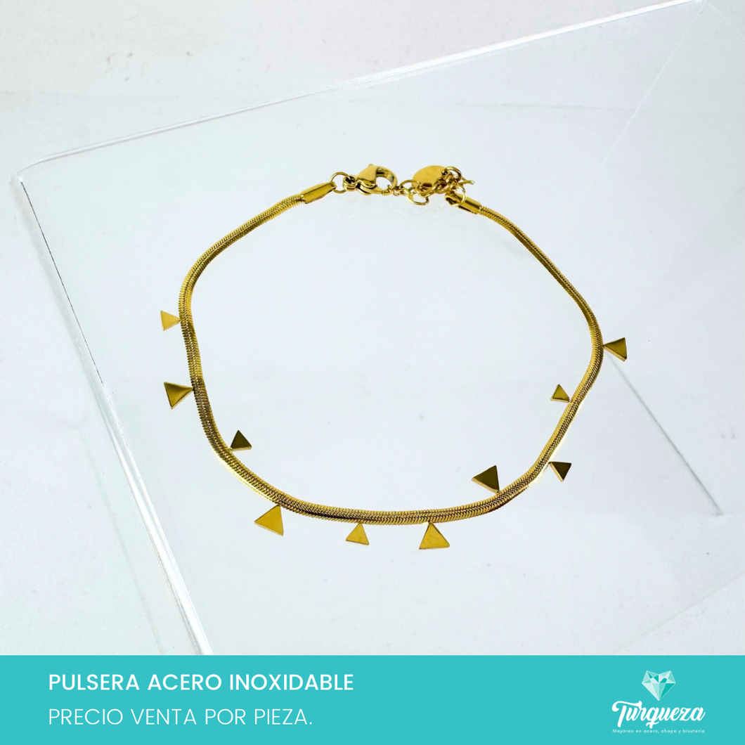 Pulsera Planchada Flechitas Dorada Acero Inoxidable