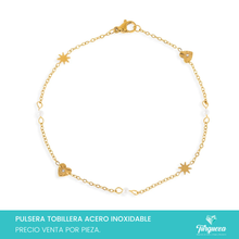 Cargar imagen en el visor de la galería, Pulsera Tobillera Estrellas Dorado Acero Inoxidable
