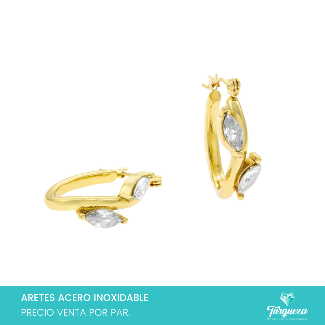 Arete Arracada Zirconias 2.5cm Acero Inoxidable