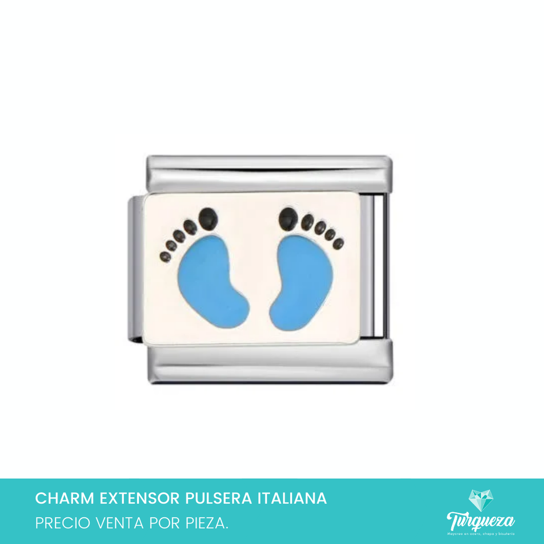 Dije Charm Pies Niño para Pulsera Tipo Italiana Plateado Acero Inoxidable