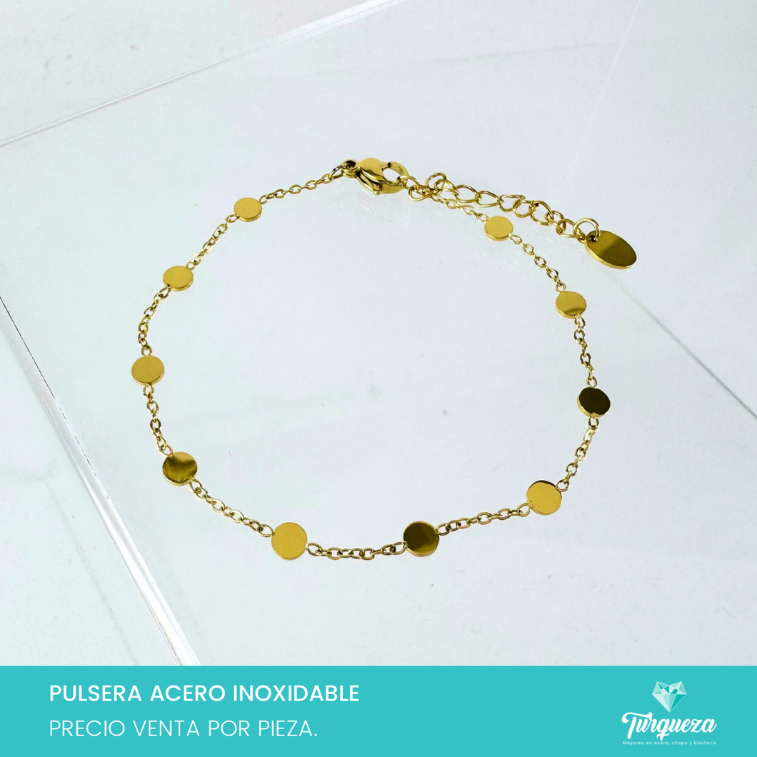Pulsera Circulos Dorada Acero Inoxidable