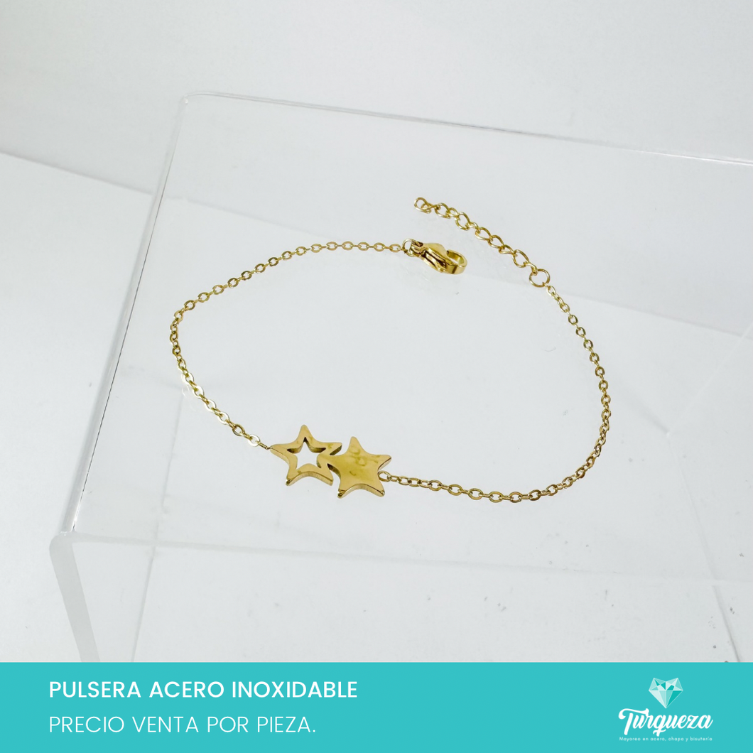 Pulsera Estrellas Dorada Acero Inoxidable