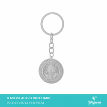 Cargar imagen en el visor de la galería, Llavero San Benito Plateado Acero Inoxidable
