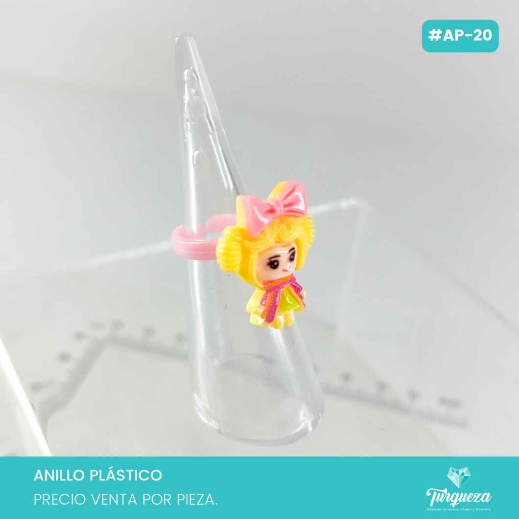 Anillo Infantil Niña #AP-20 Ajustable Plástico