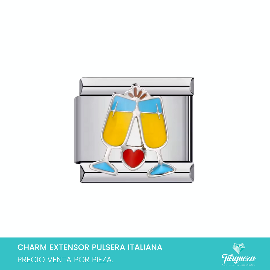 Dije Charm Copas para Pulsera Tipo Italiana Plateado Acero Inoxidable