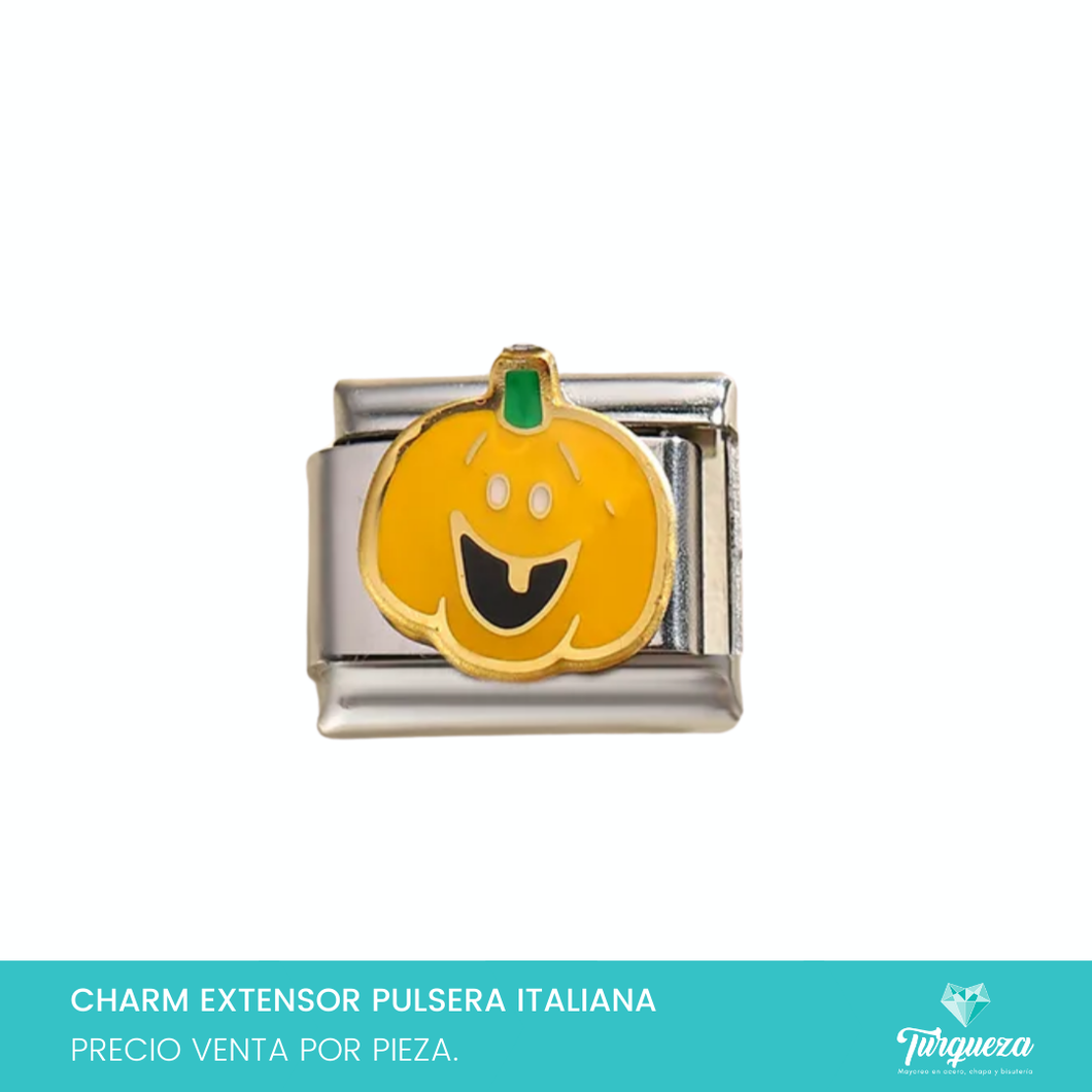 Dije Charm Calabaza para Pulsera Tipo Italiana Plateado Acero Inoxidable