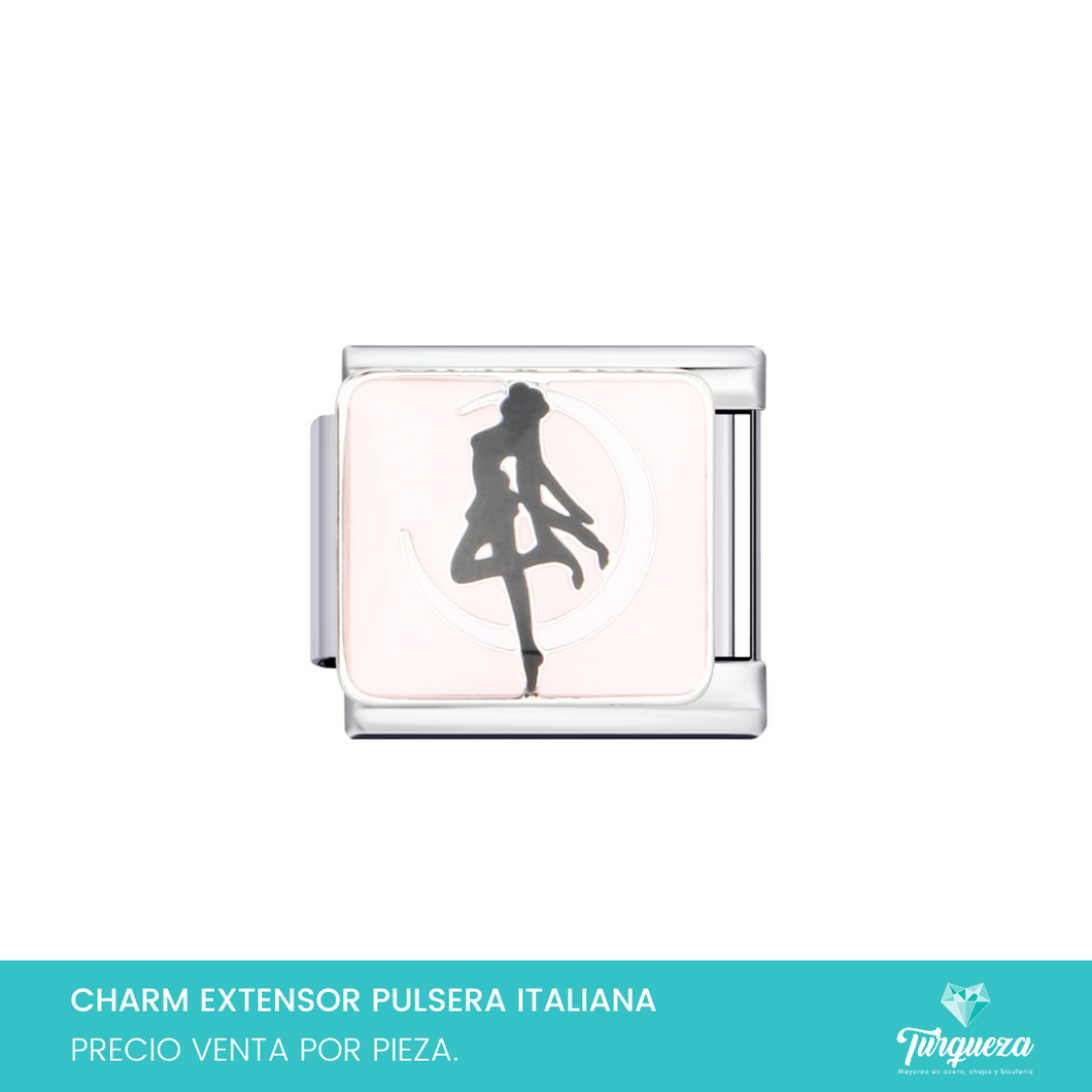 Dije Charm Moon para Pulsera Tipo Italiana Plateado Acero Inoxidable