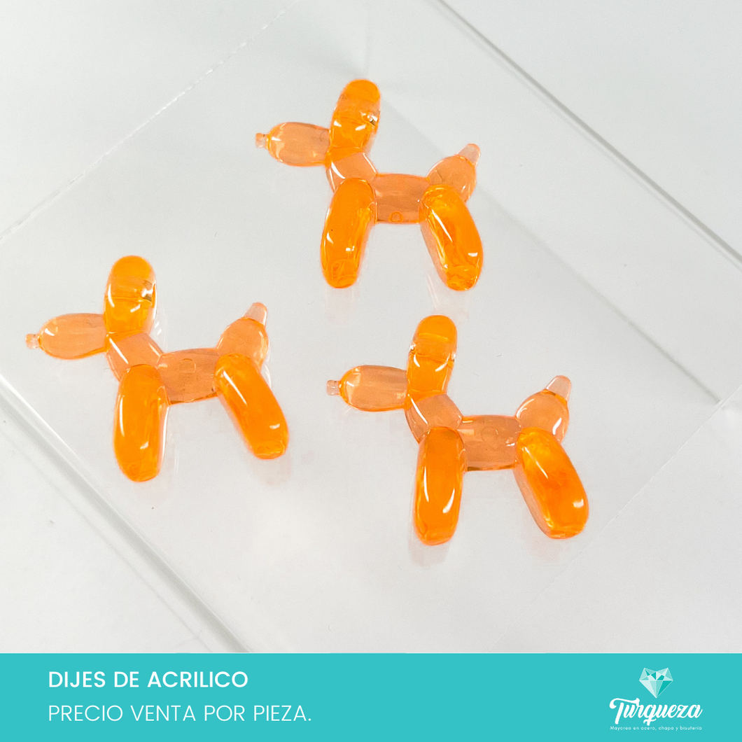 Dije Perro Globoflexia Naranja (3.5x4cm) Acrilico