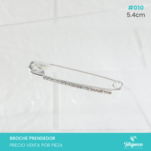 Cargar imagen en el visor de la galería, Broche Prendedor Plateado con Zirconias (5.4cm) #010
