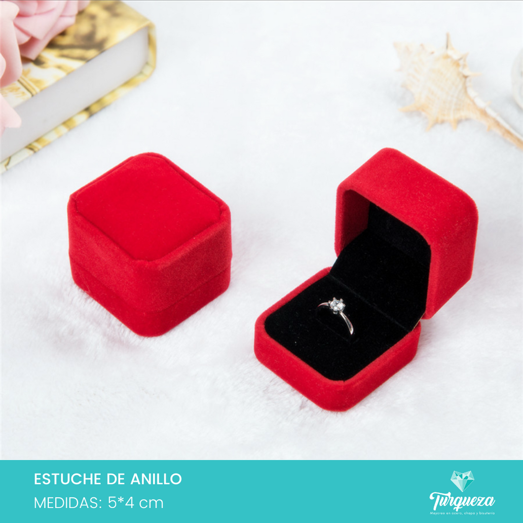 Estuche Rojo Afelpado para Anillo (5x4cm)