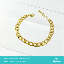 Load image into Gallery viewer, Pulsera Cubana Dorada (17cm-7mm) Acero Inoxidable
