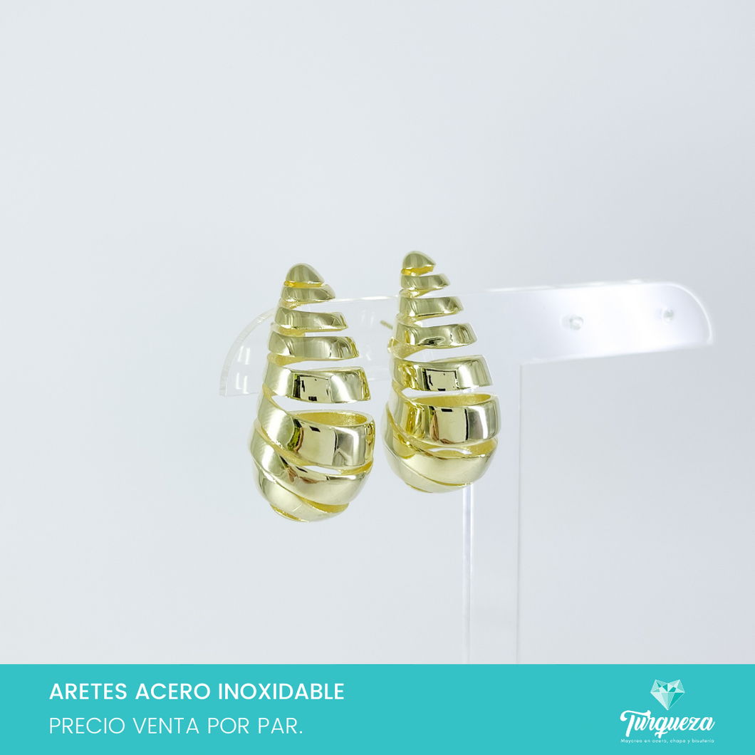 Aretes Dupes Gota Curly 3.5cm Dorado Acero