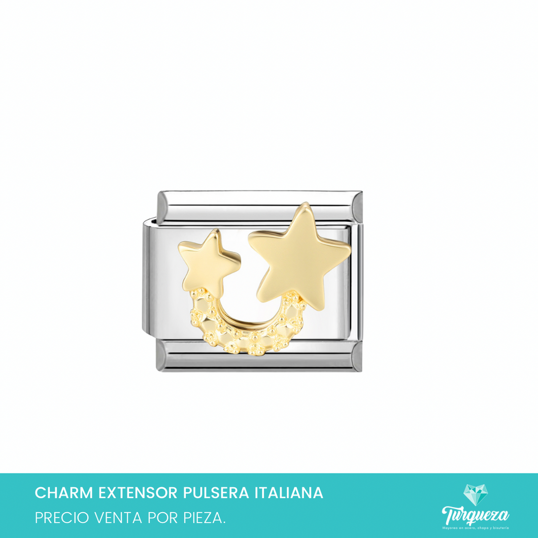 Dije Charm Estrella para Pulsera Tipo Italiana Plateado Acero Inoxidable