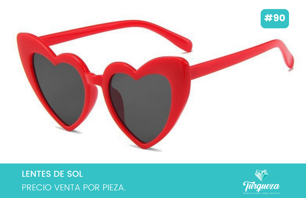 Lentes de Sol Corazon Rojo #90