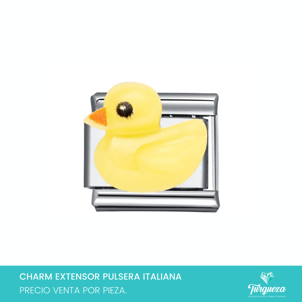 Dije Charm Pato para Pulsera Tipo Italiana Plateado Acero Inoxidable