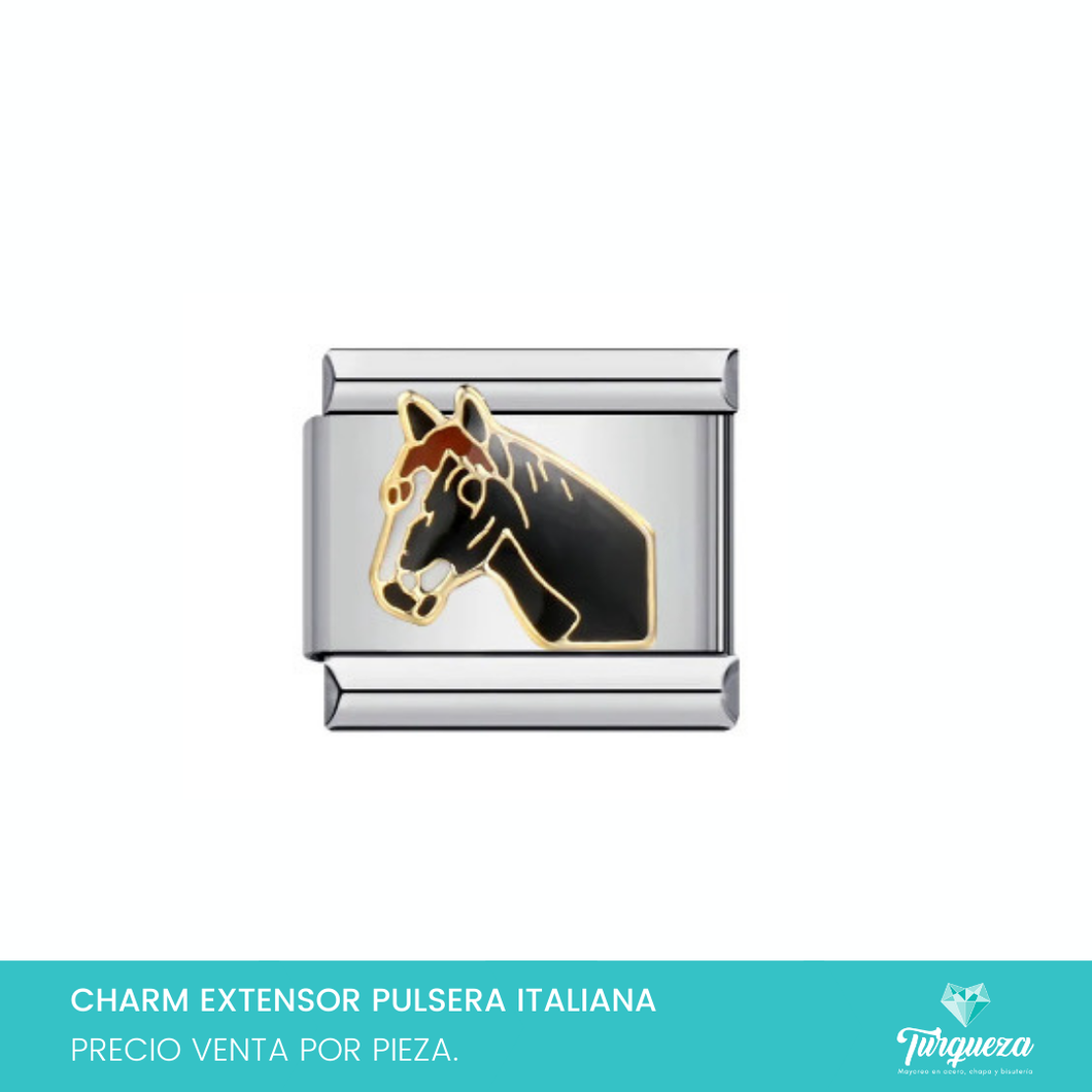 Dije Charm Caballo para Pulsera Tipo Italiana Plateado Acero Inoxidable