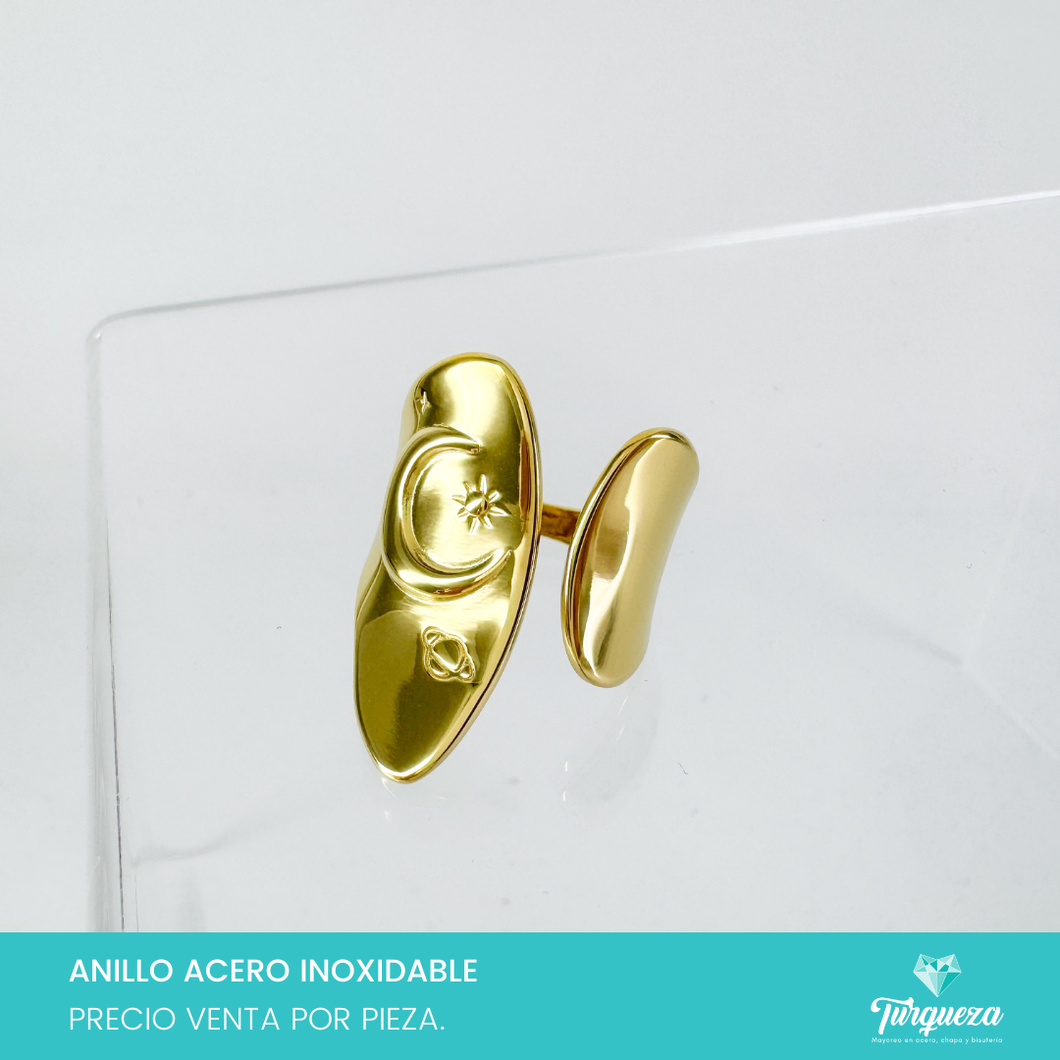 Anillo Universo Dorado Acero Inoxidable