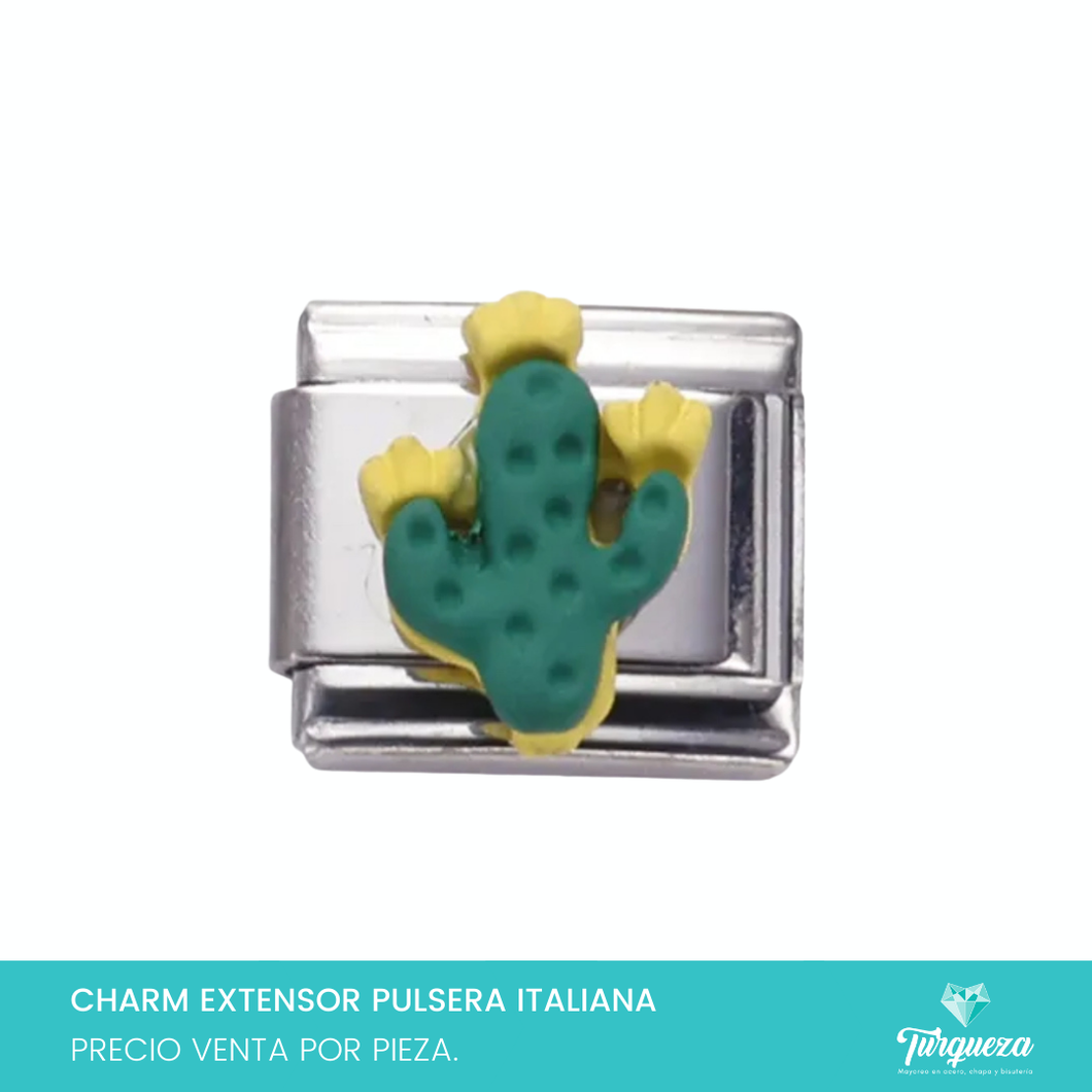 Dije Charm Cactus para Pulsera Tipo Italiana Plateado Acero Inoxidable